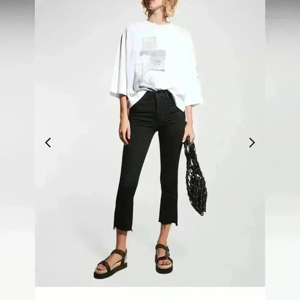 MOTHER Black Ankle Cropped Jeans